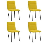 SKTQYQO Lot de 4 chaises de salle à manger jaunes en velours avec structure métallique et bois pour salon et salle à manger - Design élégant et matériau doux pour un maximum de confort et de stabilité
