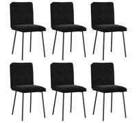 SKTQYQO Lot de 6 chaises de salle à manger noires en velours avec structure métallique en bois pour salon et salle à manger, design élégant et doux pour un maximum de confort et de stabilité