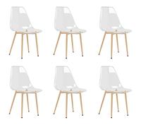 SKTQYQO Lot de 6 chaises de salle à manger transparentes en PET avec structure en métal robuste, design ergonomique incurvé pour un maximum de confort, assise transparente et pieds anti-rayures