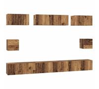 SKTQYQO Lot de 8 meubles TV en bois vieilli multicouche
