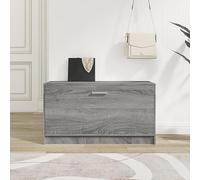 SKTQYQO Meuble à chaussures Gris Sonoma en bois multicouche 80 x 24 x 45 cm, banc à chaussures avec plateau résistant pour s'asseoir, meuble pour organisation d'entrée, grand espace pour 5 à 6 paires