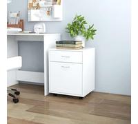 SKTQYQO Meuble avec roulettes blanc 45 x 38 x 54 cm en bois ingénié avec 1 porte et 1 tiroir pour rangement et petits objets, bois multicouche résistant, 4 roues dont 2