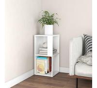 SKTQYQO Meuble d'angle blanc 33 x 33 x 67 cm en bois multicouche pour salon, étagère d'angle rustique et table avec grand espace de rangement, idéal pour livres et plantes