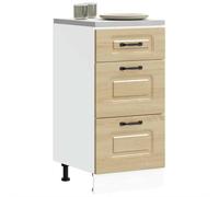 SKTQYQO Meuble de cuisine Kalmar en bois multicouche chêne Sonoma avec portes et tiroir, panneaux de particules résistants à l'humidité, pieds réglables pour optimisation de l'espace