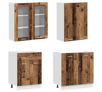 SKTQYQO Meuble de cuisine Lyon 4 pièces en bois vieilli