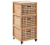 SKTQYQO Meuble de salle de bain en bois massif de noyer 41 x 41 x 91 cm avec 3 paniers et 4 roues, armoire de rangement pour serviettes et toilettes personnelles, design en treillis