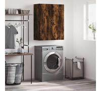 SKTQYQO Meuble mural en chêne fumé 69,5 x 34 x 90 cm en bois multicouche avec 3 portes, armoire murale pour salon, chambre à coucher, montage mural, poignées en fer,