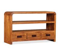 SKTQYQO Meuble TV en bois massif d'Acacia avec 2 étagères et 3 tiroirs, meuble HiFi et buffet bas, décor maison sans assemblage, pour Plasma, unique