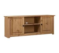 SKTQYQO Meuble TV en bois massif de pin rustique, buffet bas avec 2 portes et 2 compartiments, 120 x 40 x 50 cm, couleur bois naturel, grand plateau pour appareils ménagers