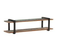 SKTQYQO Meuble TV industriel en bois de récupération 160 x 40 x 40 cm avec pieds en fer, buffet de salon polyvalent pour console et appareils, étagères ouvertes, design