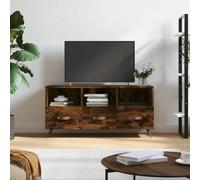 SKTQYQO Meuble TV moderne en bois multicouche avec 3 compartiments et 3 tiroirs, design pratique pour salon, couleur chêne fumé, 102 x 36 x 50 cm, idéal pour une exposition