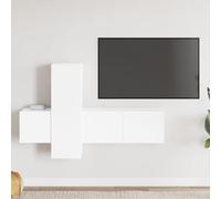 SKTQYQO Meuble TV mural avec 3 pièces, design moderne et pratique, couleur blanche, bois multicouche, idéal pour salon, grand espace pour livres, magazines et DVD, facile