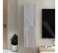 SKTQYQO Meuble TV mural gris Sonoma en bois, multicouche, 110 cm, avec grand espace de rangement, montage mural pour optimisation de l'espace, support