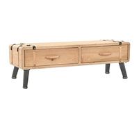 SKTQYQO Meuble TV vintage en bois d'épicéa massif avec 2 tiroirs, buffet bas style rustique pour salon, support HiFi stable 120 x 33 x 35 cm, plateau robuste