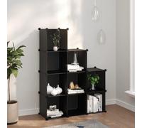SKTQYQO Organisateur de rangement avec 9 cubes noir en PP, étagère modulaire pour maison de bureau, structure en acier robuste et stable, facile à assembler et à nettoyer, grand espace