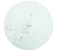 SKTQYQO Plateau de table en verre trempé design marbre blanc Ø30 x 0,8 cm pour salle à manger et salon, durable et facile à nettoyer, haut de table décoratif avec finition brillante