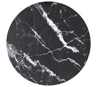 SKTQYQO Plateau de table noir Ø40 x 0,8 cm en verre trempé, design en marbre résistant et facile à nettoyer, pour tables à manger et tables de salon avec surface décorative