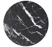 SKTQYQO Plateau de table noir en verre trempé, design marbre Ø50 x 0,8 cm, plateau pour table à manger, résistant et facile à nettoyer, avec chiffon humide, table de salon en verre trempé