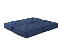 SKTQYQO Pouf modulaire 2 pièces en tissu indigo bleu carré pour salon moderne avec doublure amovible et rembourrage en polyester pour assise confortable et design polyvalent