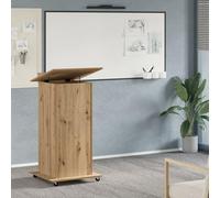 SKTQYQO Pupitre de podium avec roues en bois ingénié chêne artisanal moderne, bureau d'ordinateur compact pour bureau, étude chambre à coucher avec surface lisse et design
