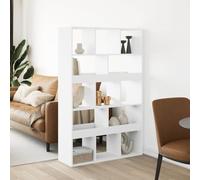 SKTQYQO Séparateur de pièce blanche 100 x 33 x 156,5 cm en aggloméré avec 13 étagères - Séparateur d'environnement polyvalent pour bureau et maison - Étagère bibliothèque pour organisation et