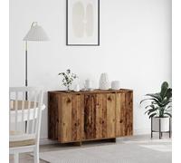 SKTQYQO Sideboard rustique en bois massif recyclé avec finition marron usé, 120 x 41 x 75 cm, 3 portes, étagère réglable et fixation murale, meuble de salon, buffet