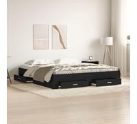 SKTQYQO Structure du lit avec tiroirs noir chêne, structure de lit d'hôtel, structure de lit multi-usages Convient pour les hôtels et les studios, 180 x 200 cm, bois ingénieux