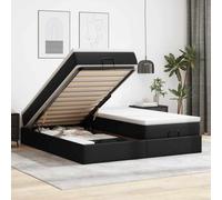 SKTQYQO Structure Lit Pouf avec Matelas Noir Structure Lit pour Hôtel Lit Multifonctionnel Convient pour les hôtels et les studios 200 x 200 cm Similicuir