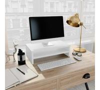 SKTQYQO Support TV en bois multicouche blanc 42 x 24 x 13 cm avec étagère de rangement, support moniteur de bureau pour écrans, support ergonomique pour poste de travail,