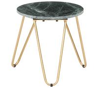 SKTQYQO Table basse élégante en pierre véritable avec structure fer et finition laiton, 40 x 40 x 40 cm, vert marbre, surface stable pour boissons et objets décoratifs, facile