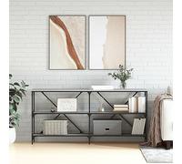 SKTQYQO Table console élégante Gris Sonoma 160 x 30 x 75 cm en bois multicouche et fer, structure robuste avec doubles traverses X, plateau spacieux pour décorations, meubles d'entrée