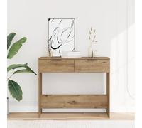 SKTQYQO Table console en aggloméré chêne artisanal 90 x 36 x 75 cm avec grand espace de rangement pour salon et entrée, matériau durable résistant à l'humidité, idéal