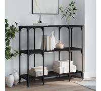 SKTQYQO Table console noire en bois multicouche et métal, structure industrielle robuste avec plateau spacieux, design moderne pour entrée salon, couloir, dimensions 102 x 35 x 90 cm