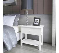 SKTQYQO Table de chevet 2 pièces blanches en bois avec tiroir coulissant et étagère inférieure pour salon, chambre à coucher, design moderne, matériaux durables, faciles à nettoyer, montage