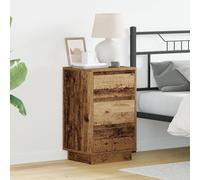 SKTQYQO Table de chevet avec LED en bois ingénieux, 39 x 34,5 x 65 cm, trois grands tiroirs en bois massif, finition vieillie marron pour chambre à coucher,