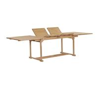 SKTQYQO Table de jardin extensible en bois massif de teck avec trou de parasol, extensible de 180 à 280 cm, dimensions 100 x 75 cm, 2 rallonges incluses, parfait pour l'extérieur,