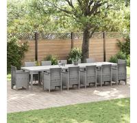 SKTQYQO Table de jardin extensible en polyrotin gris clair avec structure métallique résistante aux intempéries design moderne, dimensions 400 x 100 x 73 cm, 2 articles