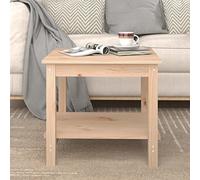 SKTQYQO Table de salon en bois massif de pin avec design à 2 niveaux et cadre stable, plateau supérieur pour objets décoratifs, compartiment inférieur pour DVD