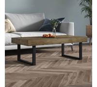 SKTQYQO Table de salon moderne avec structure en fer robuste, plateau MDF stable marron foncé et noir, 120 x 60 x 40 cm, idéale pour le salon et l'ameublement