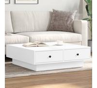 SKTQYQO Table de salon moderne en bois multicouche et métal, grande étagère et espace de rangement, design industriel avec poignées en métal, couleur blanche,