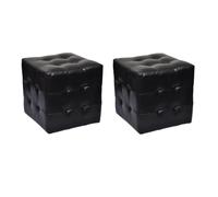 SKTQYQO Tabourets cubes noirs en cuir synthétique modernes pour salon - Lot de 2 sièges polyvalents pour décoration intérieure avec design cubique et structure résistante