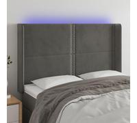 SKTQYQO Tête de lit à LED gris foncé 147 x 16 x 118/128 cm en velours avec lumières colorées réglables et bande coupable, tête de lit moderne avec support de dos et hauteur