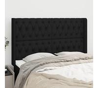 SKTQYQO Tête de lit d'oreille noire en tissu réglable, 163 x 16 x 118/128 cm, avec pieds en bois massif, support de dos pour lecture, design élégant pour chambre à coucher, montage