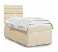 SKTQYQO Tour de lit à ressorts avec matelas crème structure de lit pour hôtel structure de lit pour chambres d'hôtel et studios 100 x 200 cm en tissu