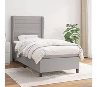 SKTQYQO Tour de lit à ressorts avec matelas gris clair, structure de lit d'hôtel, lit multifonctionnel adapté pour les hôtels et les études 90 x 190 cm Tissu
