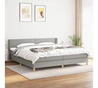 SKTQYQO Tour de lit à ressorts avec matelas gris clair, structure de lit pour chambres à coucher, lit multifonction adapté pour hôtel et études, 200 x 200 cm. Tissu