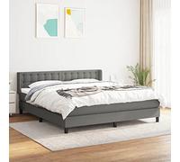 SKTQYQO Tour de lit à ressorts avec matelas gris foncé Lit multifonctionnel pour hôtel et études 180 x 200 cm Tissu