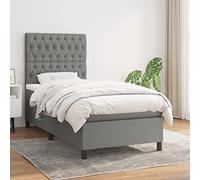 SKTQYQO Tour de lit à ressorts avec matelas gris foncé Structure de lit d'hôtel Lit multifonctionnel Convient pour les hôtels et les études 90 x 190 cm Tissu