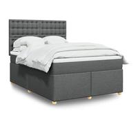 SKTQYQO Tour de lit à ressorts avec matelas gris foncé Structure de lit pour hôtel Structure de lit multi-usages Convient pour hôtels et studios 140 x 200 cm Tissu