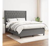 SKTQYQO Tour de lit à ressorts avec matelas gris foncé Structure de lit pour hôtel Structure de lit pour chambres d'hôtel et d'études 140 x 200 cm Tissu